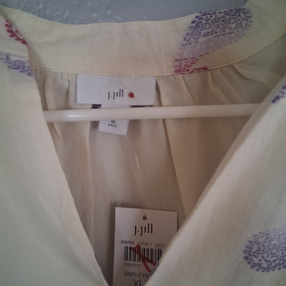 J Jill NWT Popover Paisley 3/4 Sleeve Cotton Blend Top XLT/2X - Picture 4 of 6